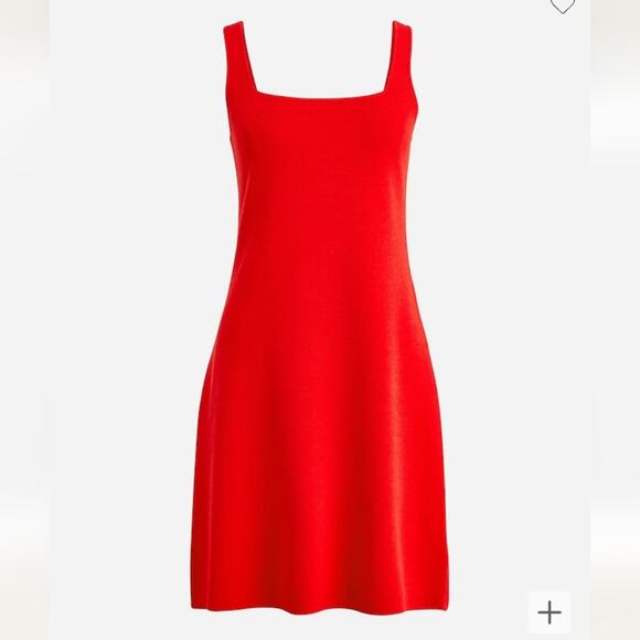 J. Crew Cherry Red Squareneck Mini Sweater-Dress NWOT Size Large - Picture 1 of 11